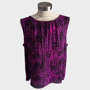Apt. 9 Essentials Womens XL Purple Black Sleeveless Blouse 100% Polyester